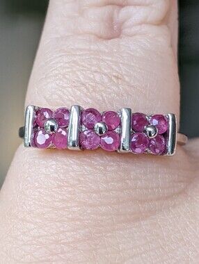 10K White Gold Ruby Trilogy Cluster Ring
